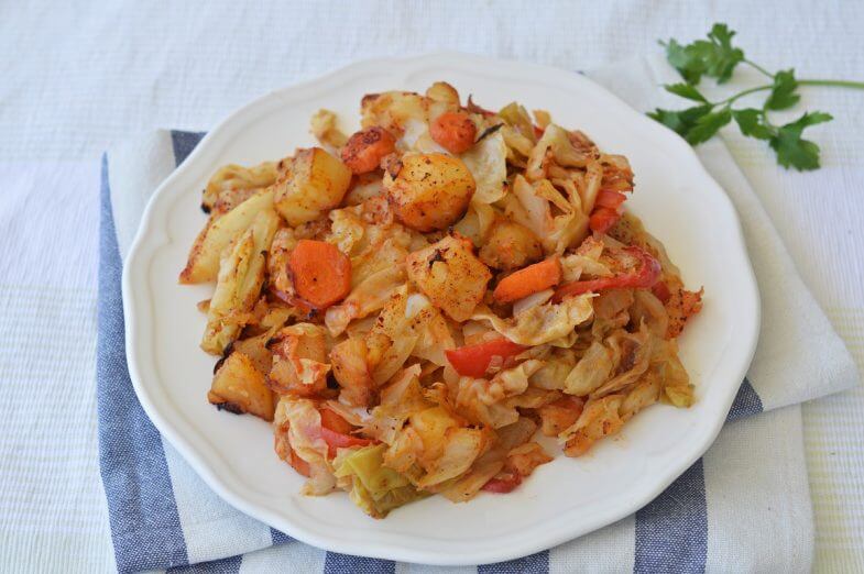 כרוב וירקות בתנור