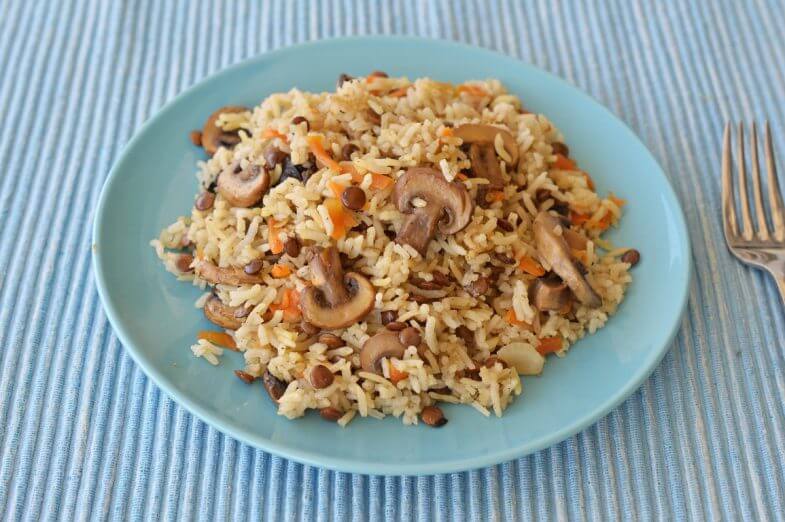 אורז עם עדשים, פטריות וגזר