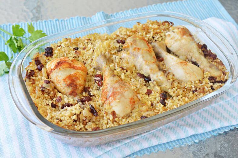 עוף עם בורגול בתנור